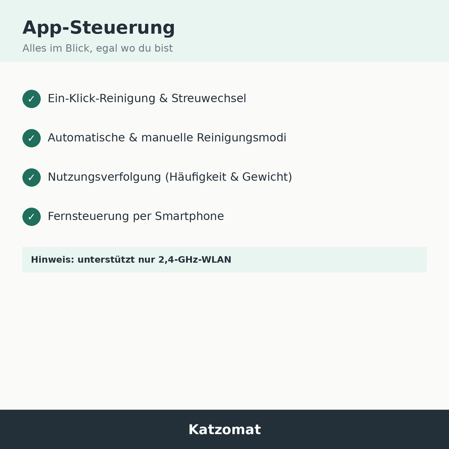 App-Steuerung des Katzomat Smart Katzenklos – Funktionsübersicht