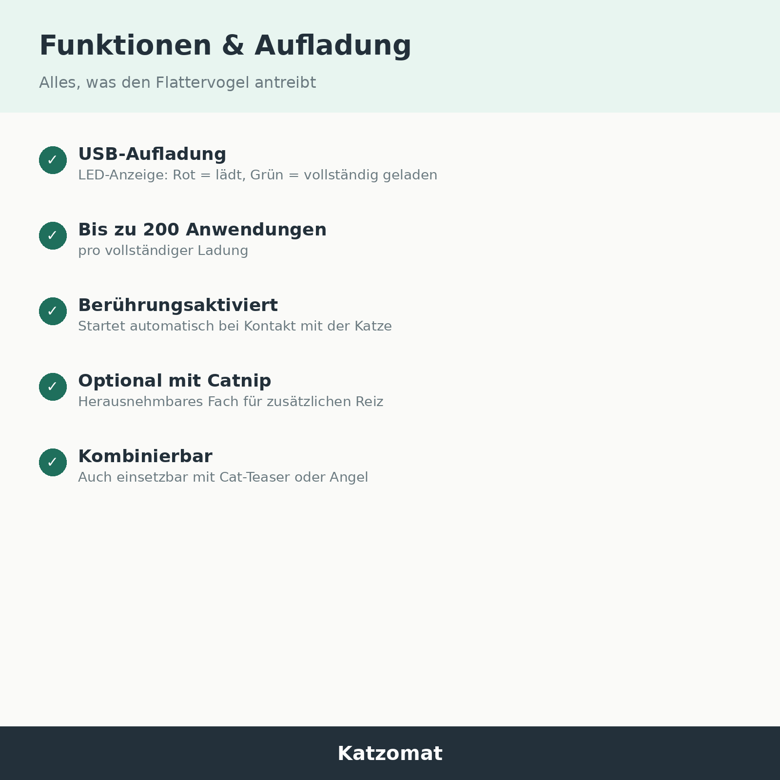 Funktionen und Aufladung des Katzomat Flattervogels